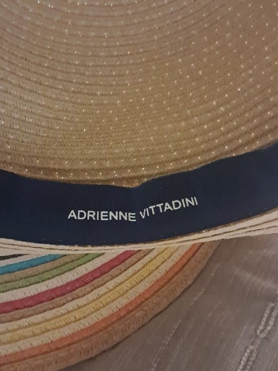Adrienne Vittadini Straw Sun Hat with Multicolor Stripe Edge Beach Poolside main image 8